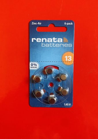 Pin Renata PR48 size13 màu cam vỉ 6 viên dùng cho máy trợ thính
