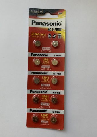 Pin AG3 LR41 Panasonic dùng nhiệt kế, phao câu cá vỉ 10 viên